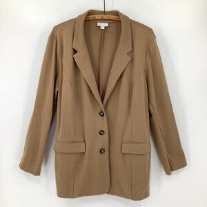 J. Jill Blazer Womens Camel Brown Ponte Stretch Jacket Large Minimalist Office
